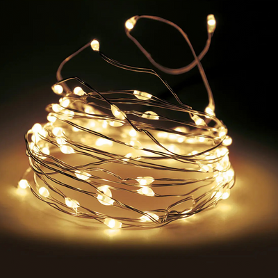 Fil argenté clignotant LED WW 100 LED 495cm