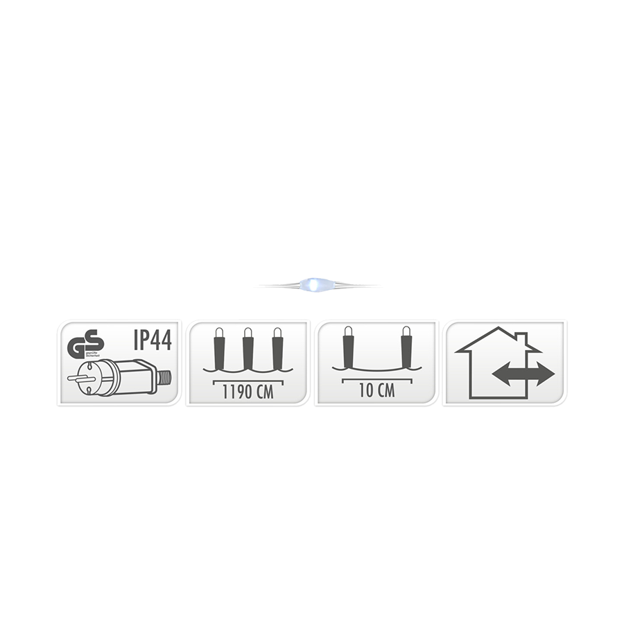 Fil argenté LED multicolore 120 LED 1190cm