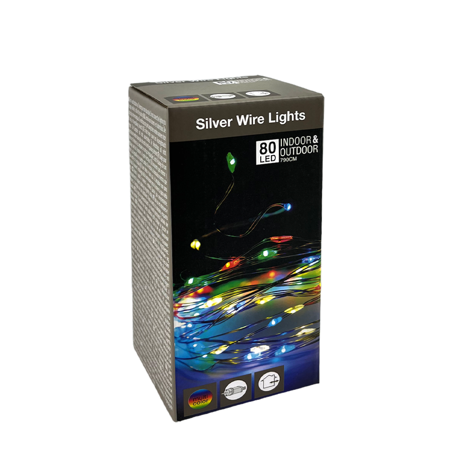 Guirlande lumineuse 80 LED prise UE multicolore 790 cm | 24 pièces