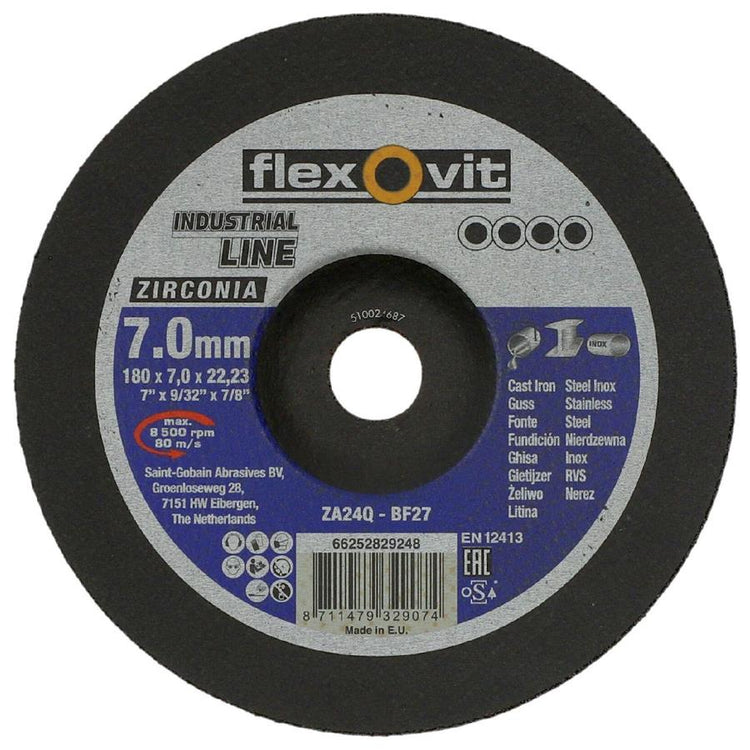 Flexovit abs zircone 125x7x22.23 za24q t27 acier inoxydable | 10 pièces
