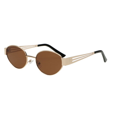 Lunettes de soleil Spectrum rétro ovale métal verre marron