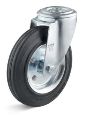 Roulette pivotante Torwegge caoutchouc ø100 fixation par boulon en acier