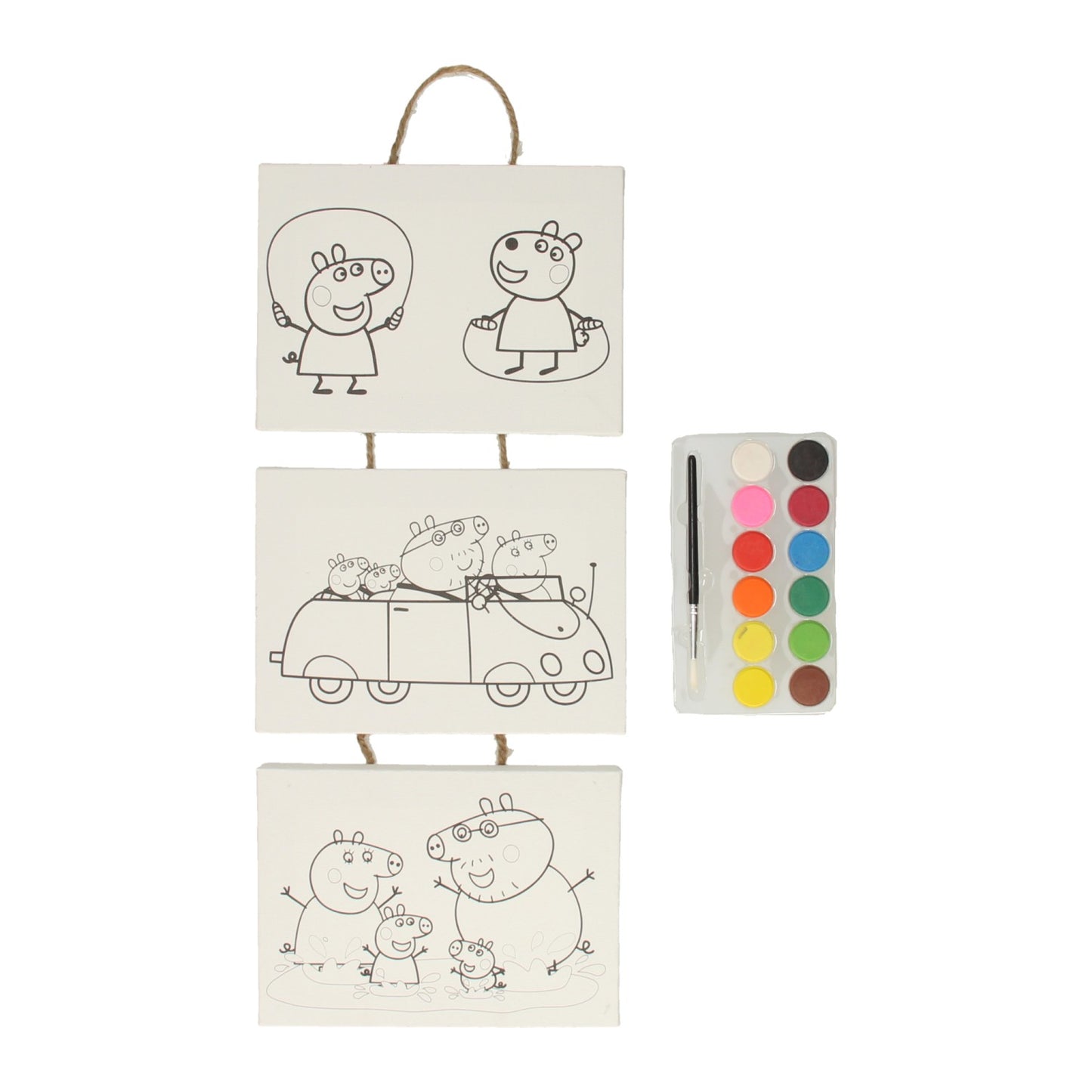 Peppa pig 3 mini toile (avec pinceau et peinture)