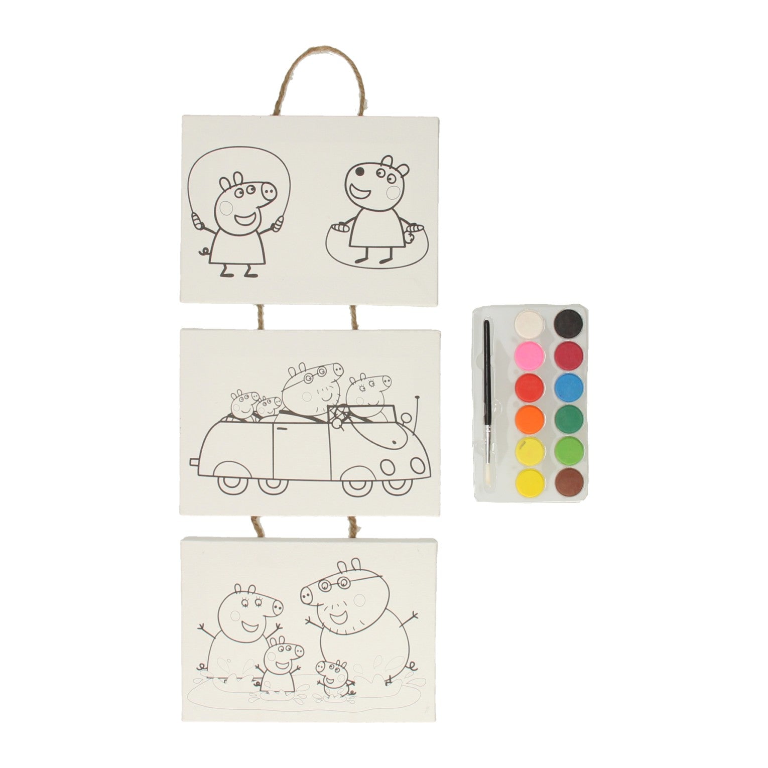 Peppa pig 3 mini toile (avec pinceau et peinture)