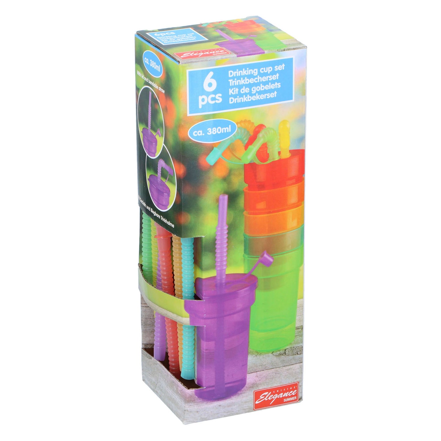 Tasse de boisson en plastique avec paille 387 ml, 6e.