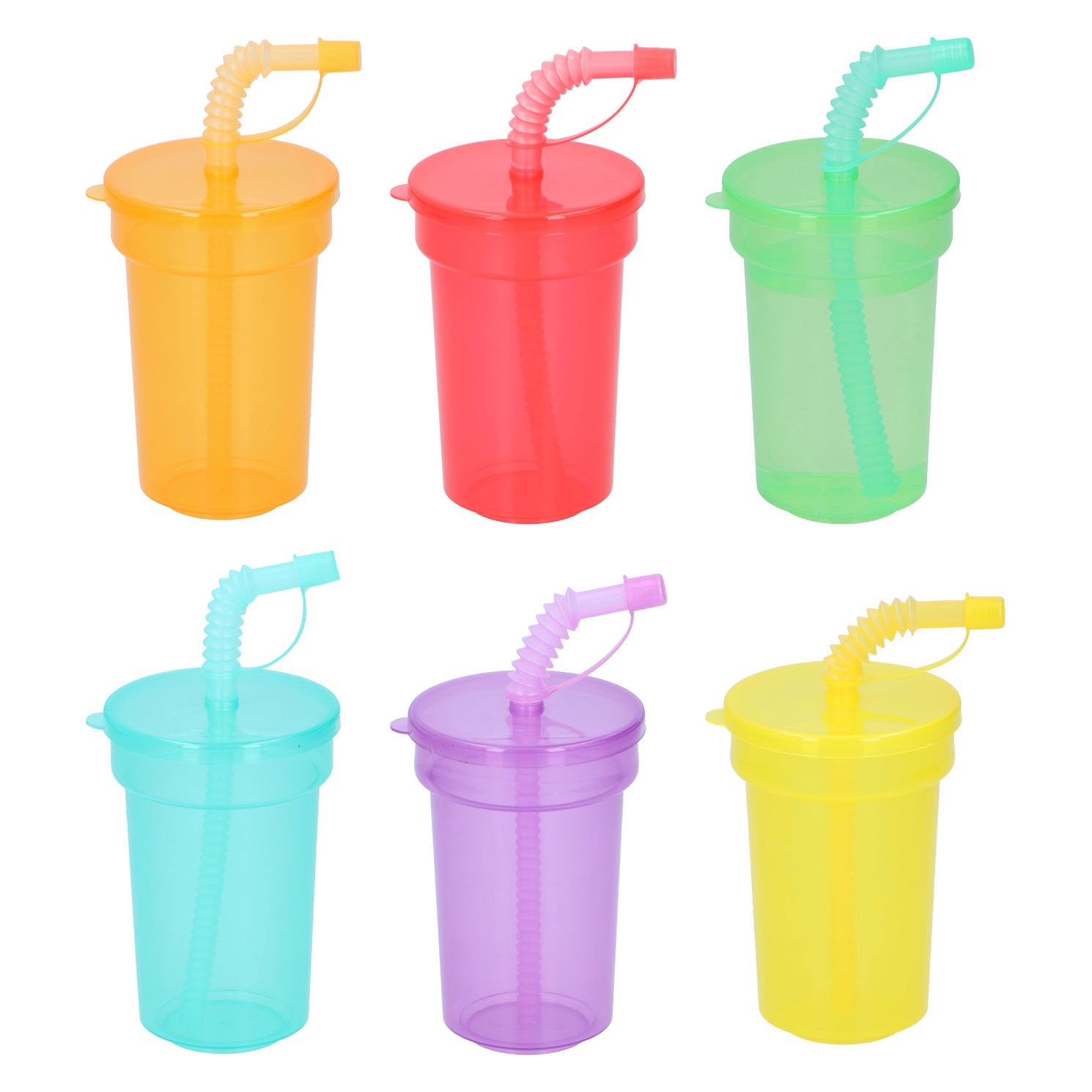 Tasse de boisson en plastique avec paille 387 ml, 6e.