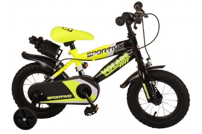 Volare Sportivo Children's Bicycle - Boys - 12 pouces - Black jaune néon - deux freins à main - 95% assemblés