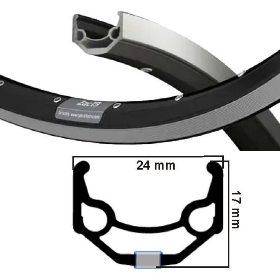 Ryde Velg Zac 19 Mat noir 26 pouces 32 trous 14g