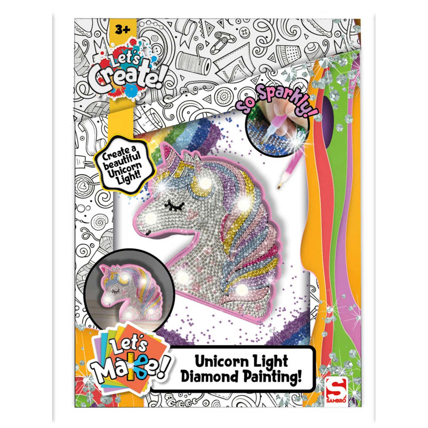 Lampe de licorne d'art diamant