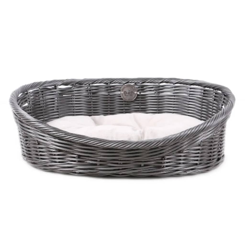 D d animaux de compagnie rustique avec oreiller xl gris rotin