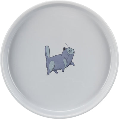 Trixie Food Bowl Bin à eau plate et large imprimé de chat gris