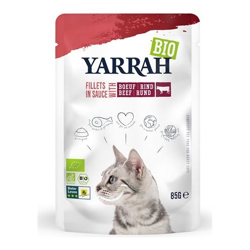Yarrah Cat filets biologiques avec du bœuf en sauce
