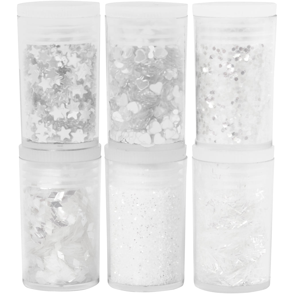 Creativ Company paillettes et paillettes blanches, 6x5gr