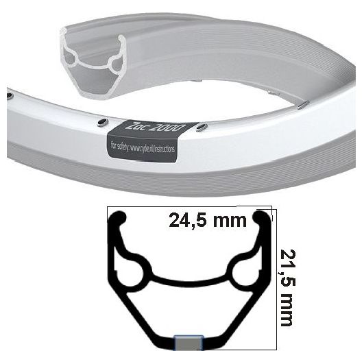 Ryde Rim zac 2000 argent 28 36 trou 14g etrto 622