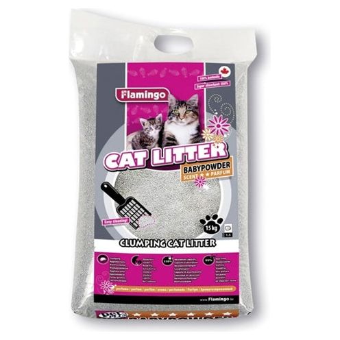 Litter de chat flamanto avec parfum de poudre pour bébé
