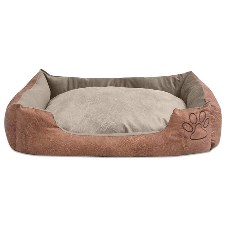 Vidaxl dogbed embrassant la taille du cuir pu-art l beige