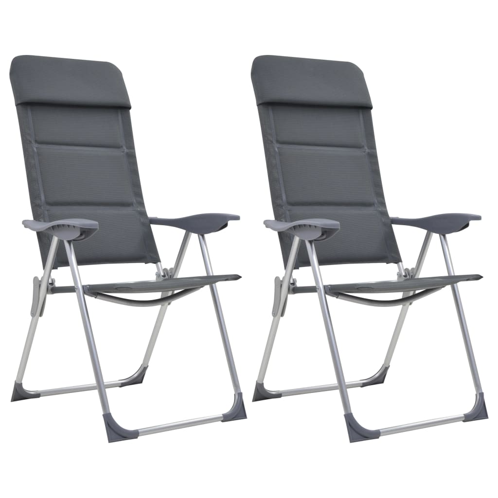Chaises de camping Vidaxl 58x69x111 cm Gray en aluminium 2 PCS