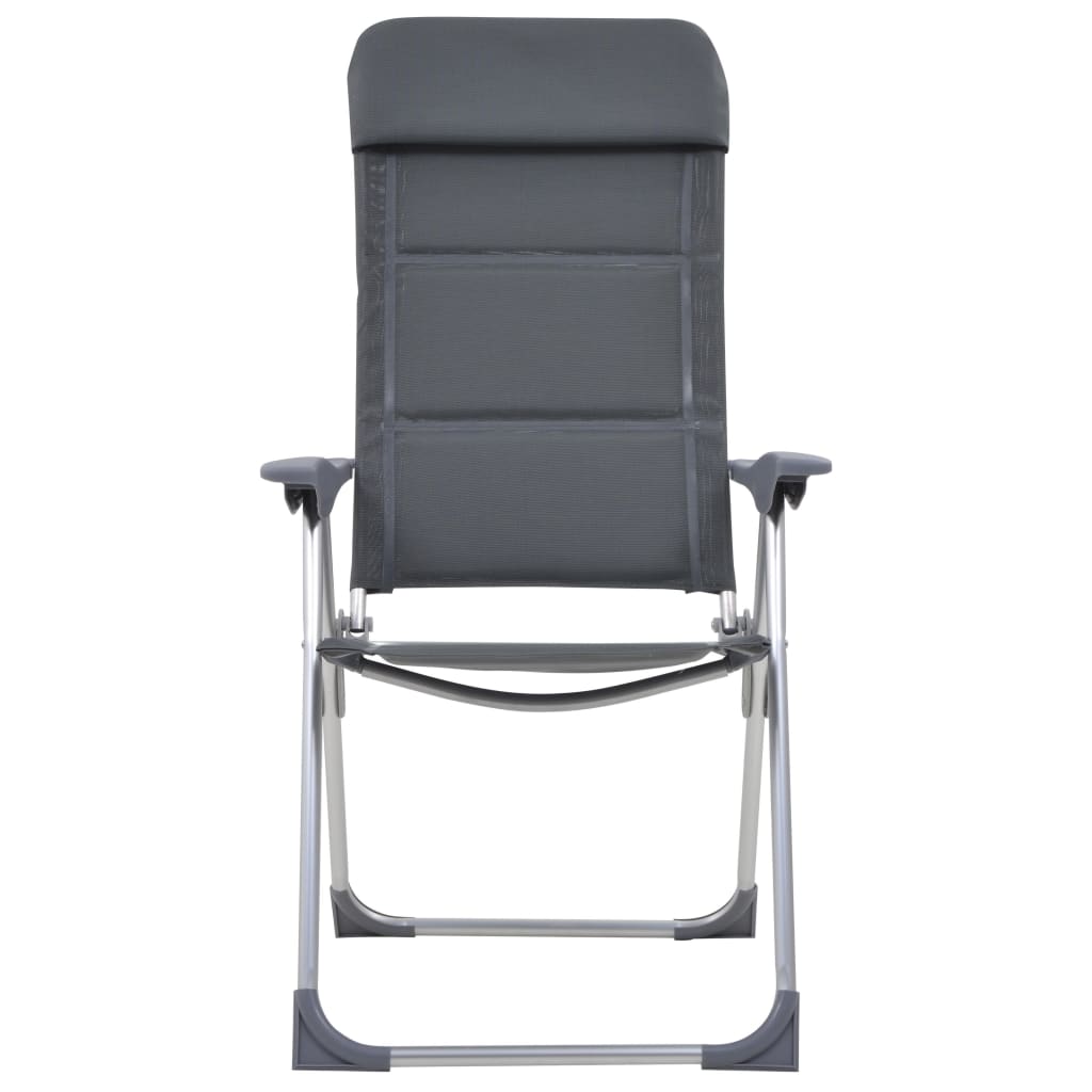 Chaises de camping Vidaxl 58x69x111 cm Gray en aluminium 2 PCS