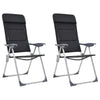 Chaises de camping vidaxl 58x69x111 cm en aluminium noir 2 pcs