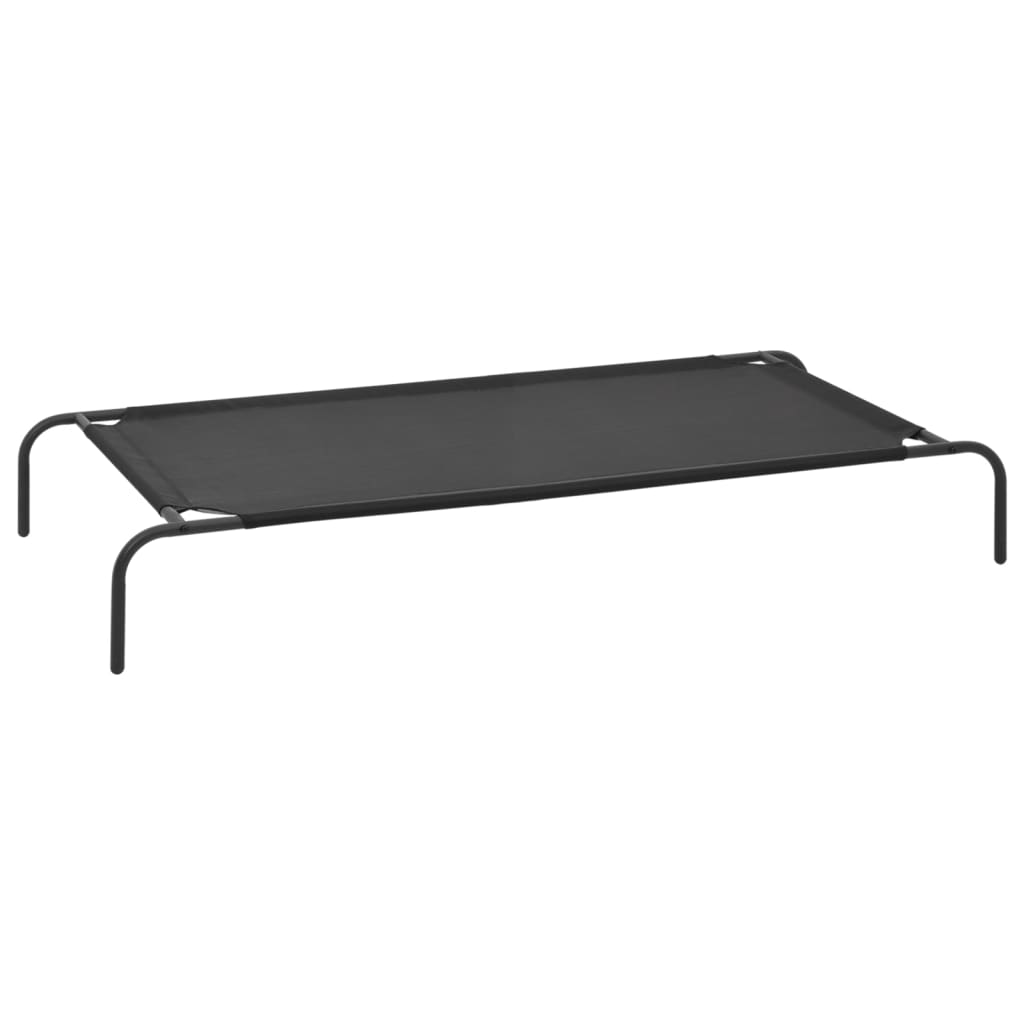 Vidaxl lite de chien surélevé xl textileen noir