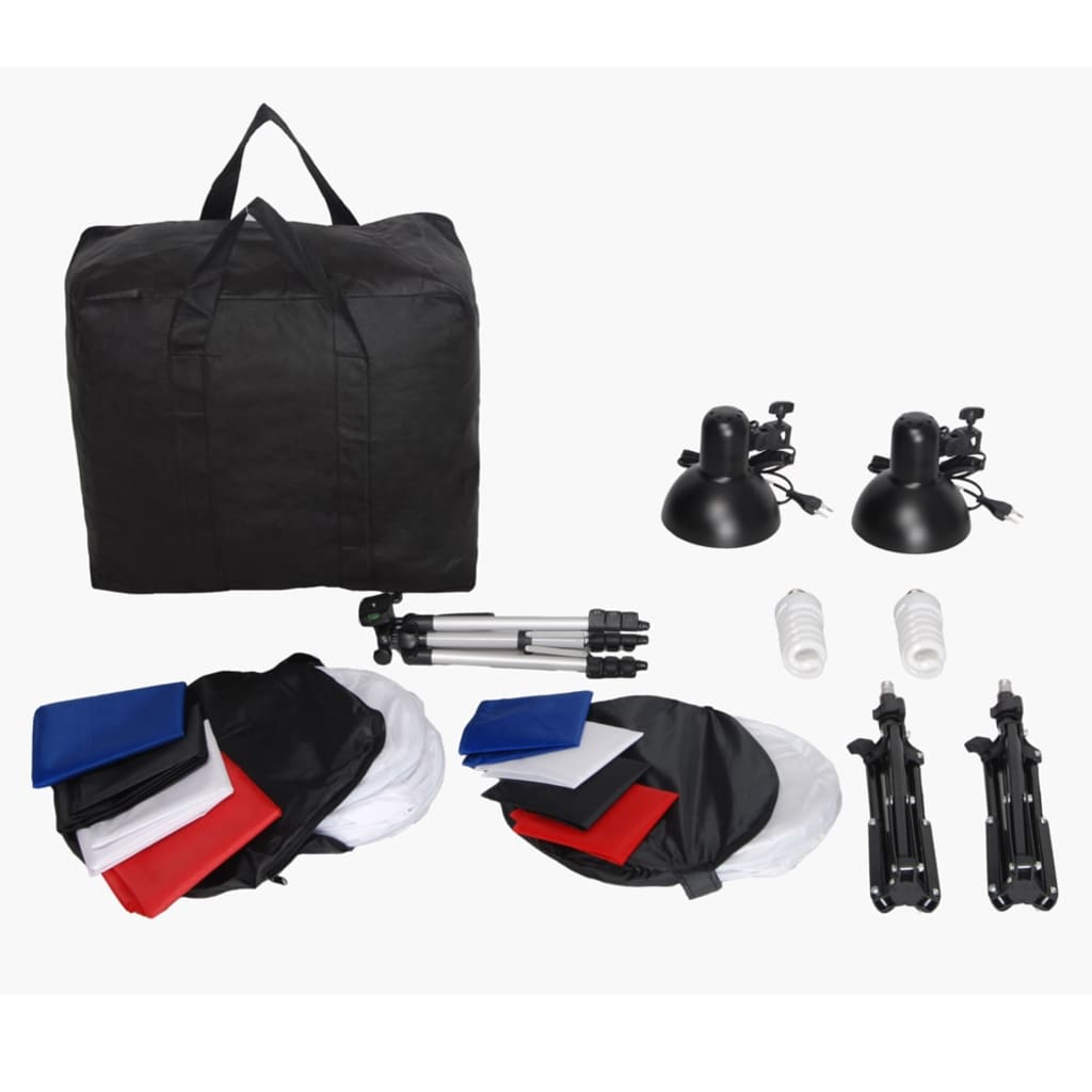 Vidaxl minifotostudio avec 8 arrière-plans, 3 supports et 2 lampes