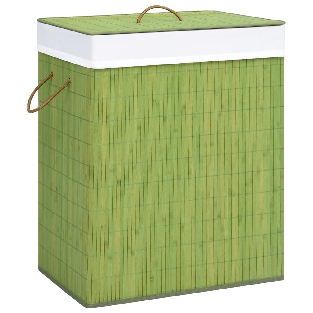 Panier à linge Vidaxl avec 2 compartiments 100 L BAMBO GREEN