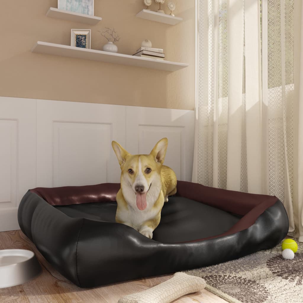 Vidaxl Dog Basket 105x80x25 cm en cuir artificiel noir et marron