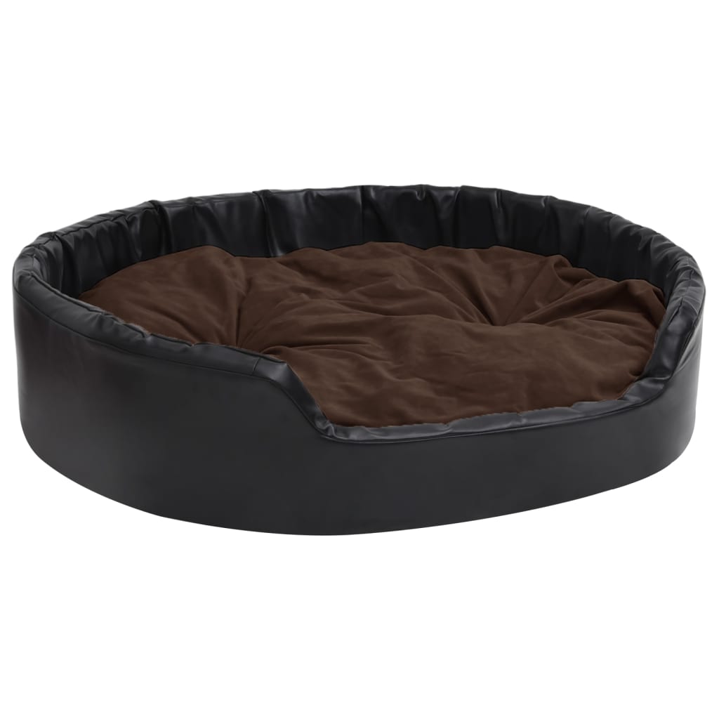 Vidaxl Dog Basket 99x89x21 cm en peluche et en cuir artificiel noir et marron