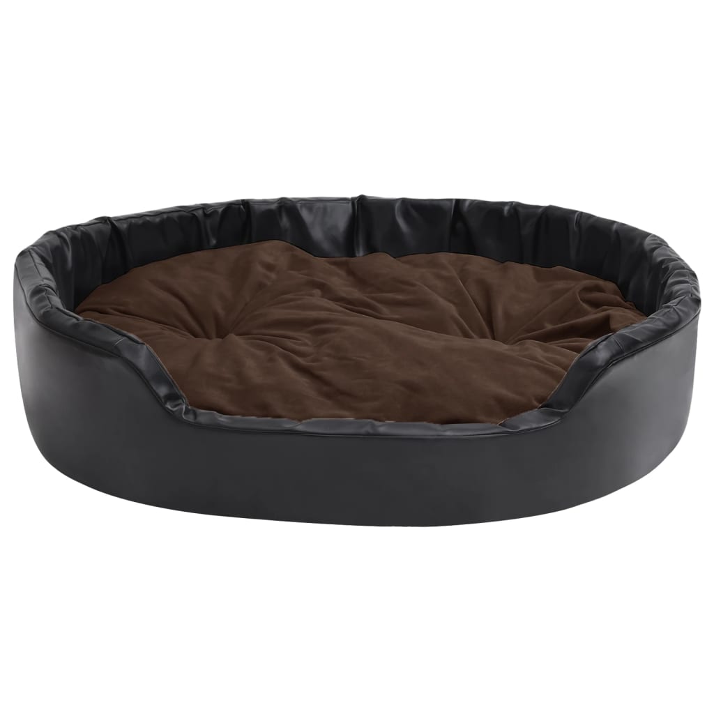 Vidaxl Dog Basket 99x89x21 cm en peluche et en cuir artificiel noir et marron