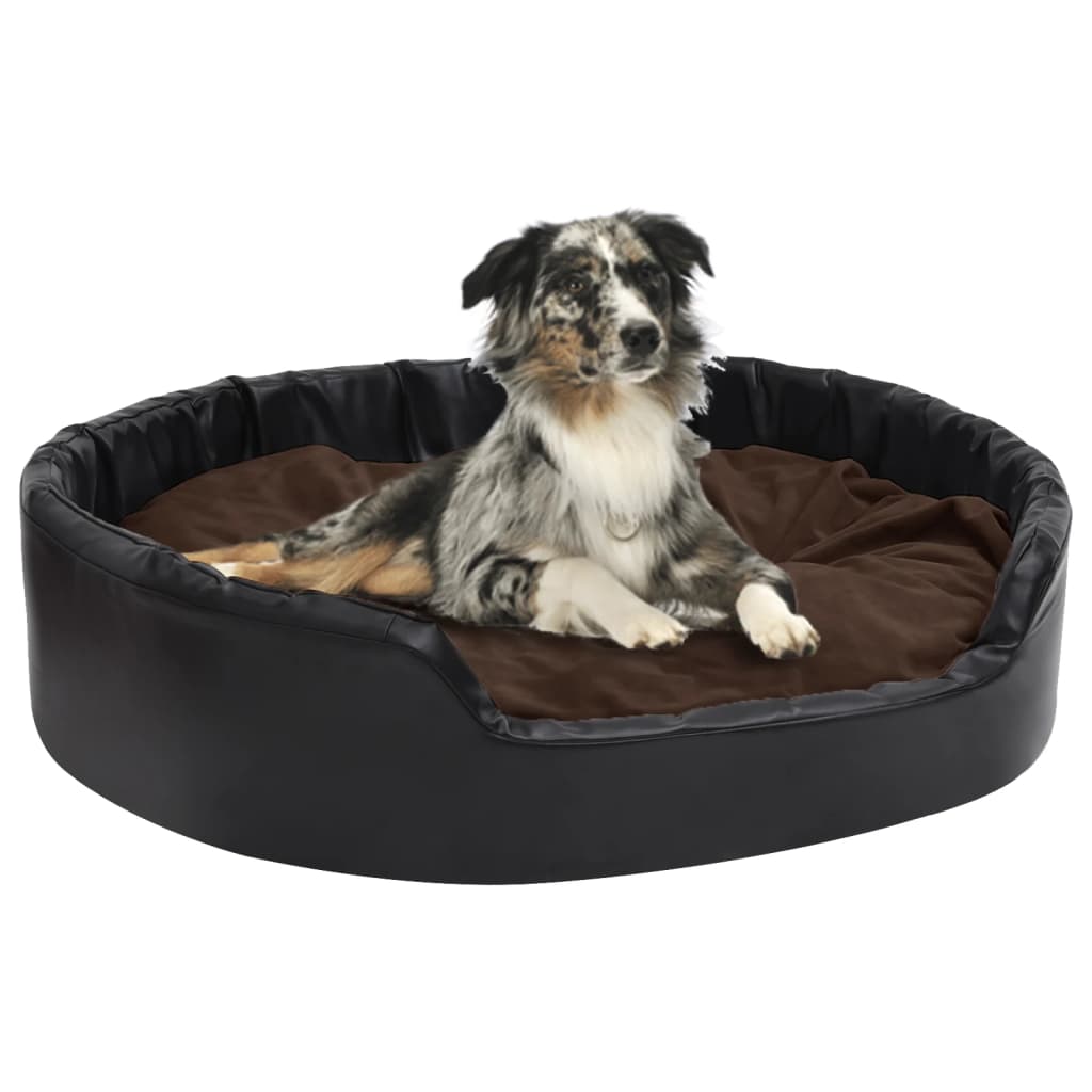 Vidaxl Dog Basket 99x89x21 cm en peluche et en cuir artificiel noir et marron