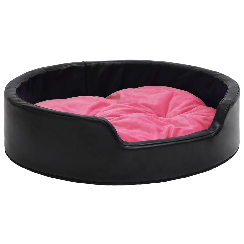 Vidaxl Dog Basket 99x89x21 cm en peluche et en cuir artificiel noir et rose