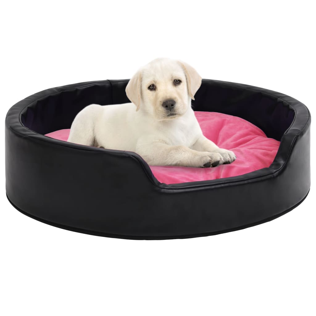 Vidaxl Dog Basket 99x89x21 cm en peluche et en cuir artificiel noir et rose