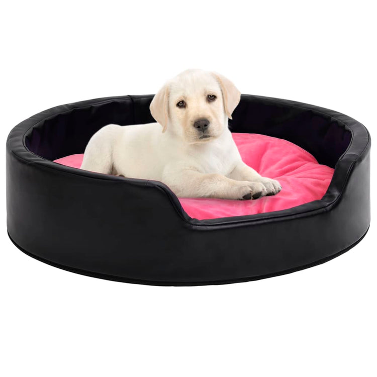 Vidaxl Dog Basket 99x89x21 cm en peluche et en cuir artificiel noir et rose