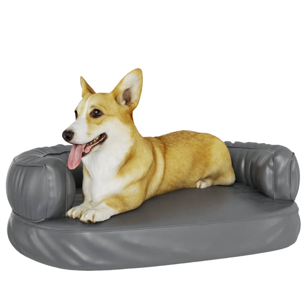 Vidaxl Dog Panier avec mousse ergonomique 60x42 cm en cuir artificiel gris