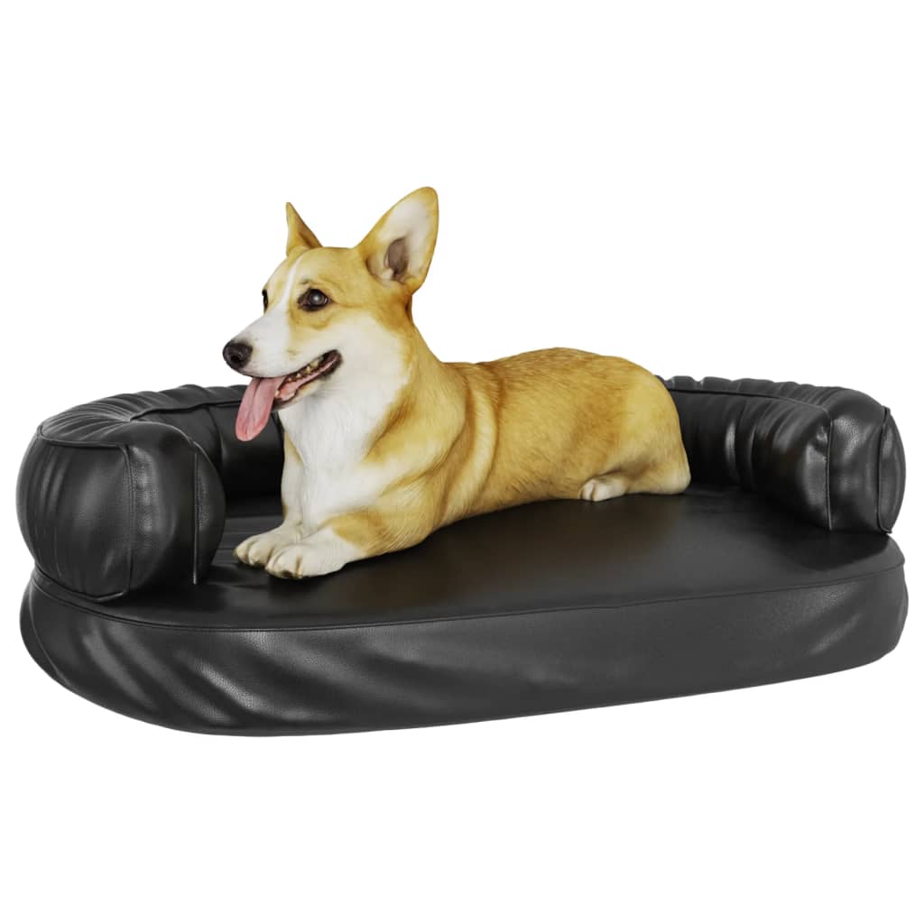 Vidaxl Dog Panier avec mousse ergonomique 88x65 cm en cuir artificiel noir