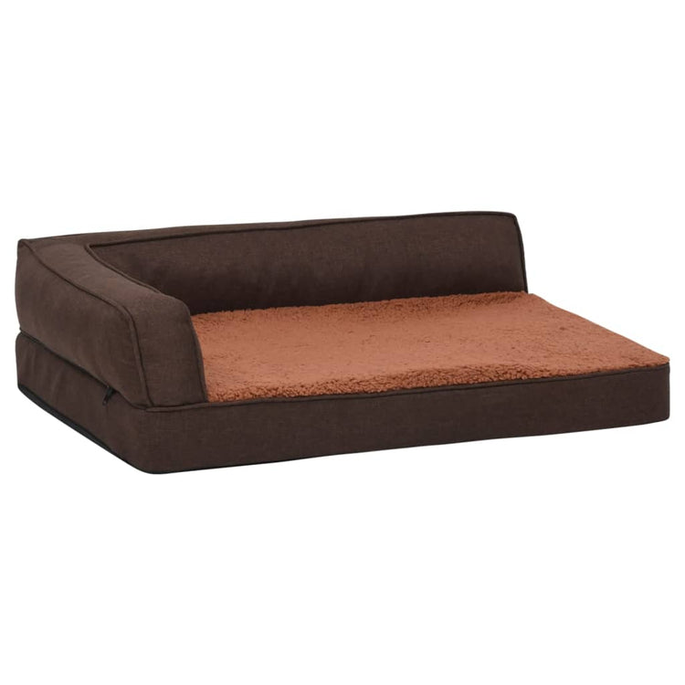 Vidaxl Dog Bed Ergonomic Line-look 75x53 cm Fleece Brown