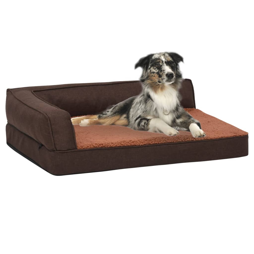 Vidaxl Dog Bed Ergonomic Line-look 75x53 cm Fleece Brown