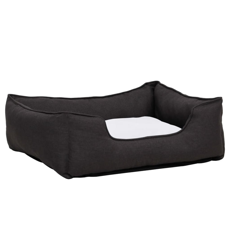 Vidaxl Dog Basket lin Look 85.5x70x23 cm enleceau gris foncé et blanc
