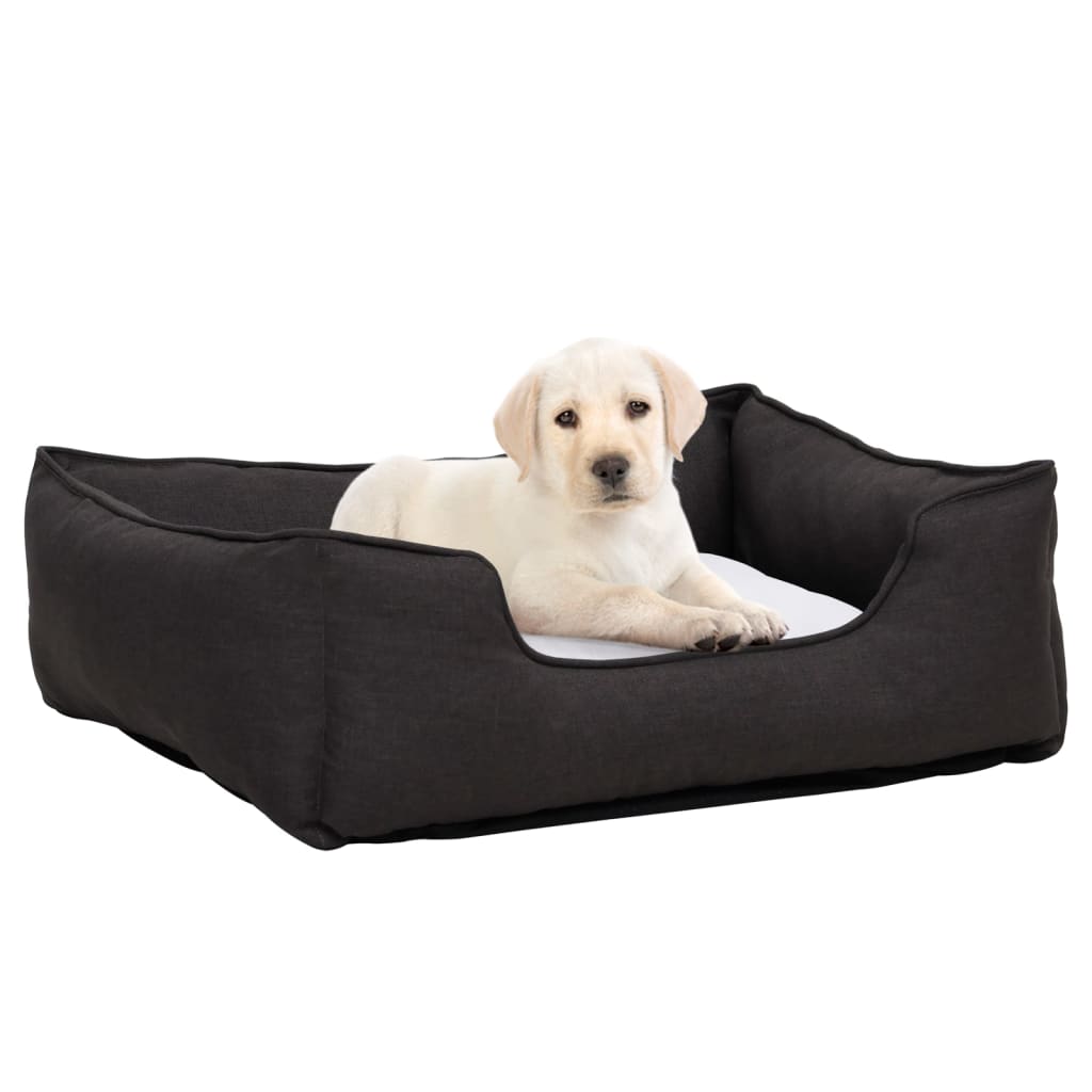 Vidaxl Dog Basket lin Look 85.5x70x23 cm enleceau gris foncé et blanc