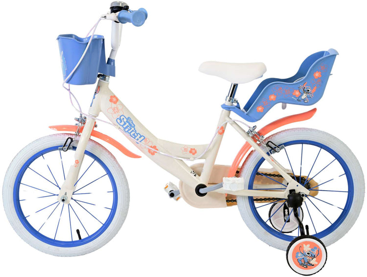 Stitch Stitch Children's Bike Girls 16 pouces Crème Coral Bleu à deux mains Freins