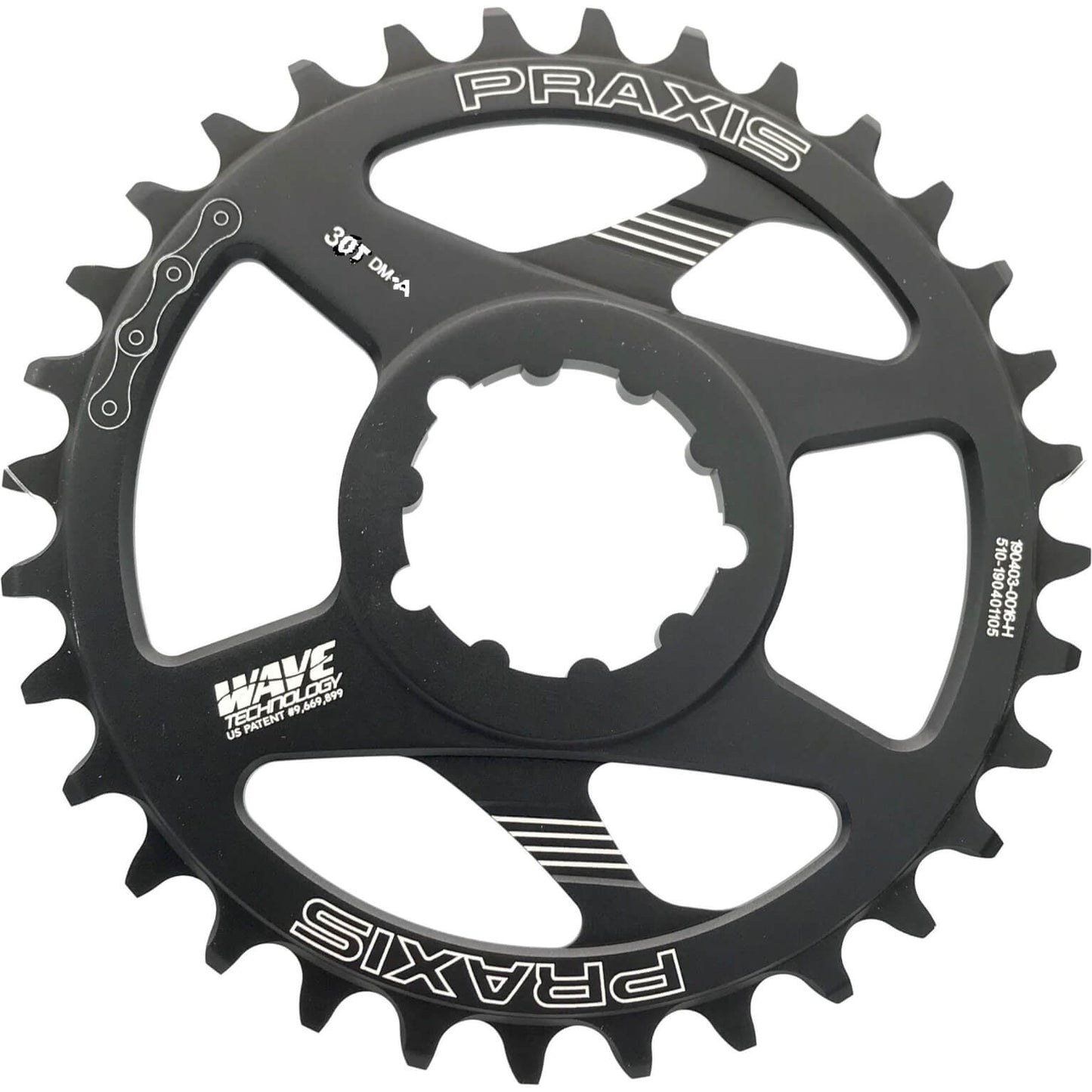 Praxis Chain Top 1x MTB DM-A 30T en acier noir