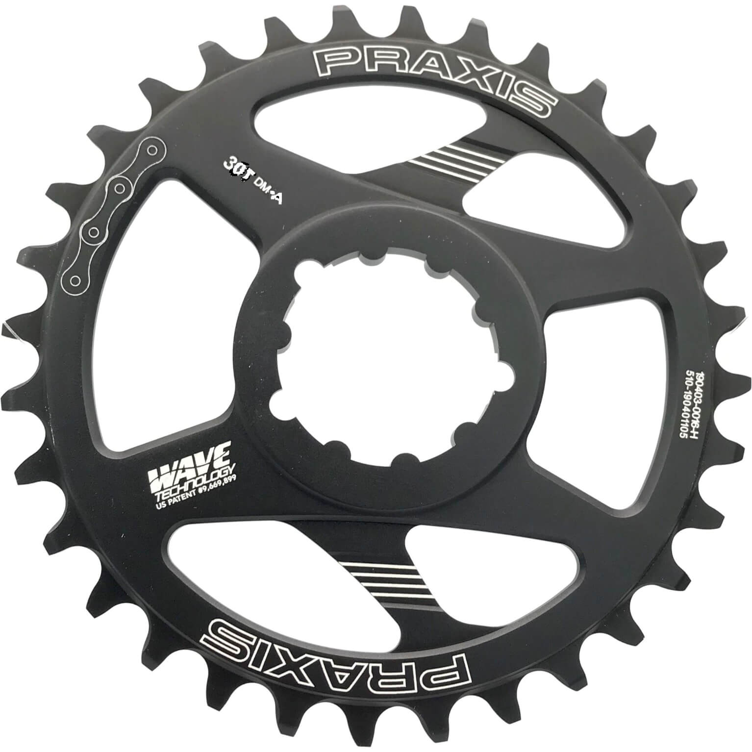 Praxis Chain Top 1x MTB DM-A 30T en acier noir
