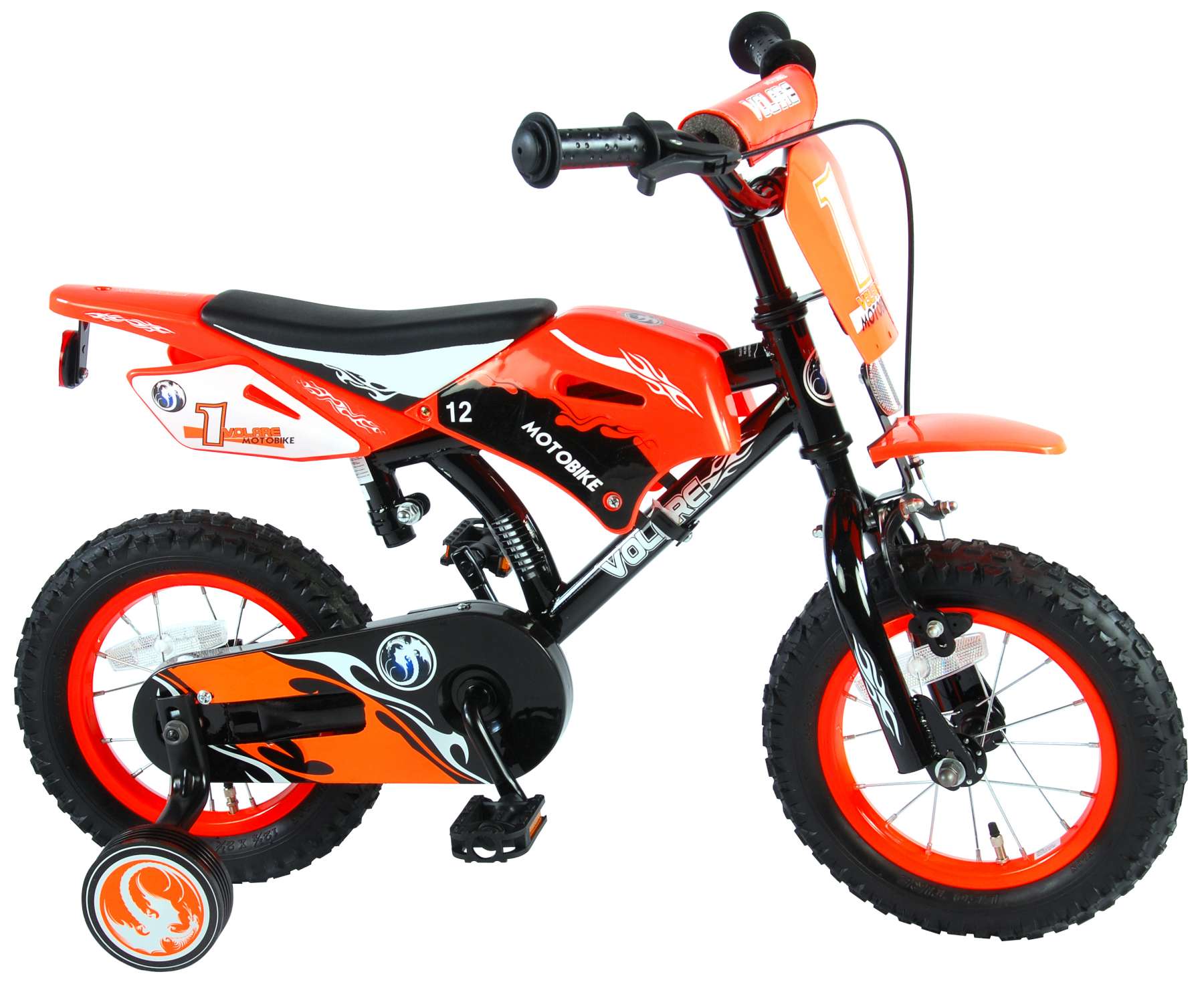 Volare Motorbike's Bike pour enfants - garçons - 12 pouces - Orange - 95% assemblé