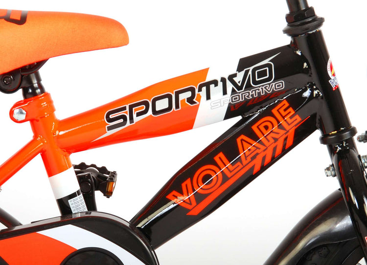 Volare Sportivo Children's Bicycle - Boys - 12 pouces - Neon Oranje Black - 95% assemblé
