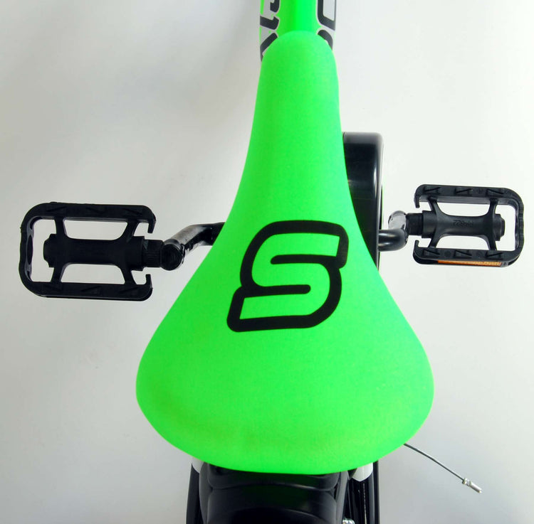 Volare Sportivo Children's Bicycle - Boys - 14 pouces - Black vert néon - deux freins à main - 95% assemblés