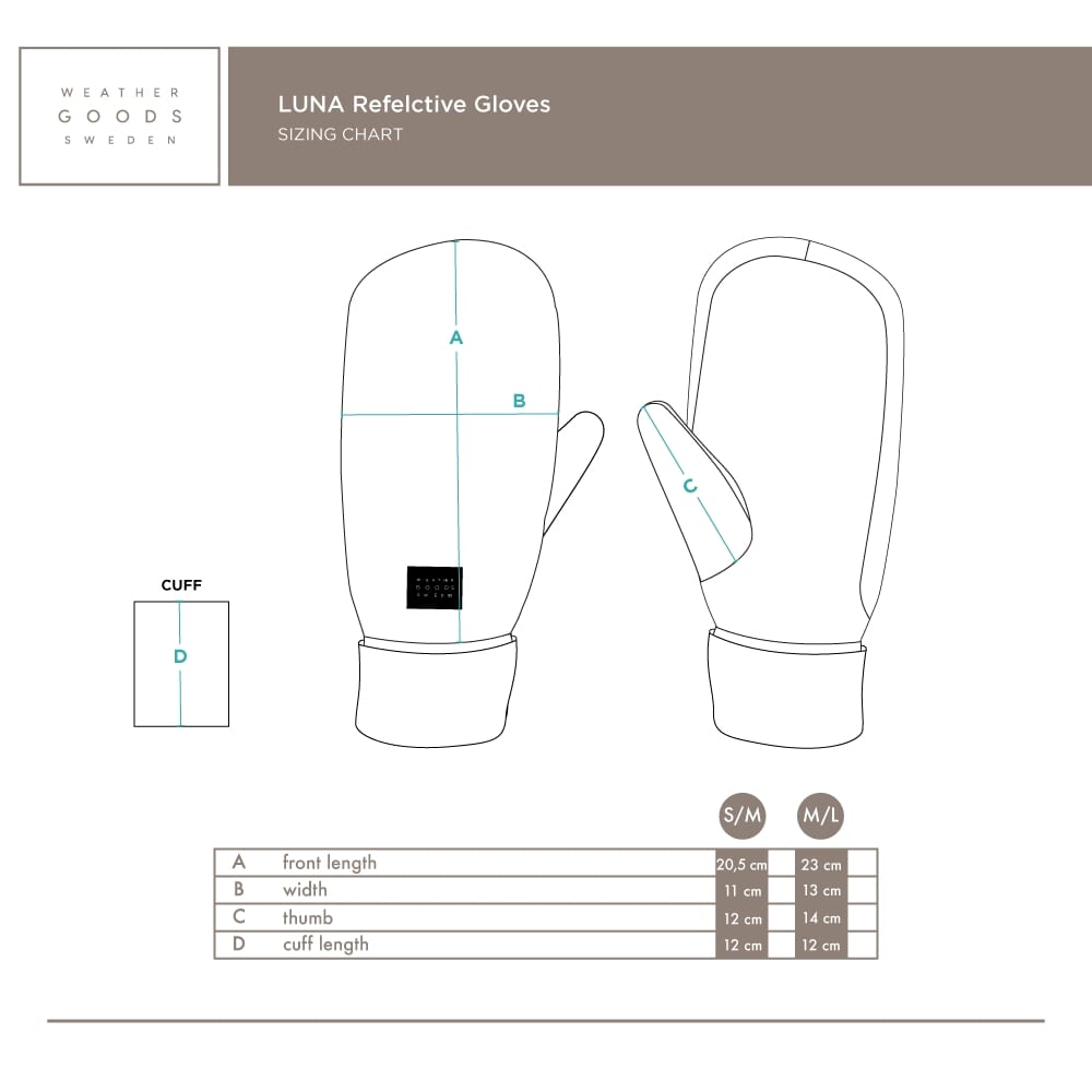 Weathergoods Sweds Weathergoods Suède reflétant Wanten Silver M L
