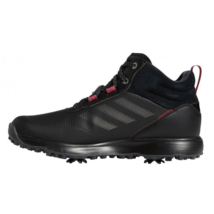 Chaussures de golf adidas s2g mid cutes dames cuir en cuir noir rose mt 36 2 3