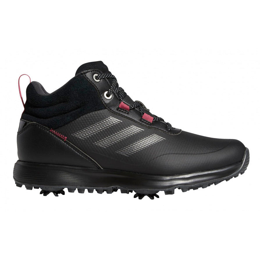 Chaussures de golf adidas s2g mid cutes dames cuir en cuir noir rose mt 36 2 3