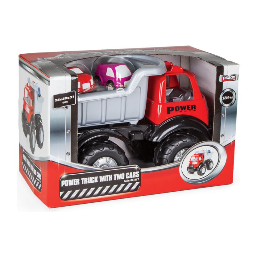Camion Pilsan avec voitures en argent rouge 3 pièces
