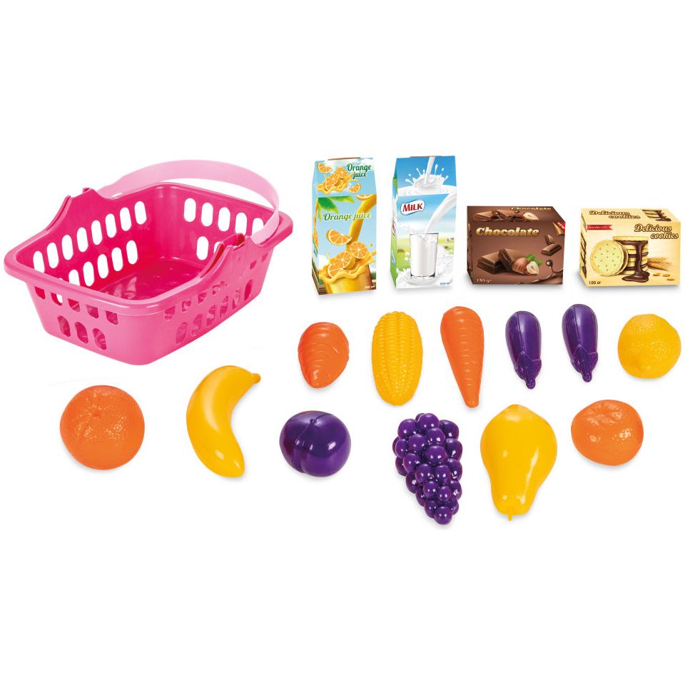 Panier de fruits jouet pilsan rose 17 pièces